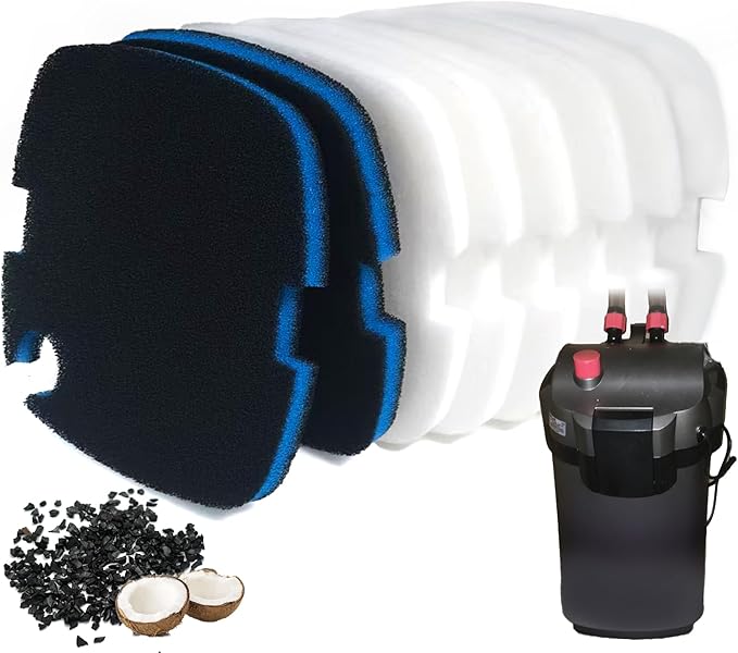 8 PCS Replacement Filter Pads for MarineLand for Magniflow 360/400 Canister Filters, Upgraded 3-in-1 Coarse (Activated Carbon) & White Floss Media - Mechanical & Biological Filtration