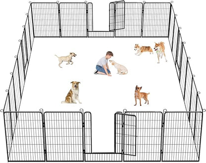 Dog Playpen, 40 inch Height 24 Panels Heavy Duty Dog Fence Pet Playpen with Door, Anti-Rust Dog Exercise Pen with Lock, Portable Pet Fence Outdoor for Yard RV Camping