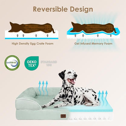 EHEYCIGA Orthopedic Dog Bed for Small Dogs, Waterproof Memory Foam Small Dog Beds with Sides, Non-Slip Bottom and Egg-Crate Foam Medium Dog Couch Bed with Washable Removable Cover, Sage Green