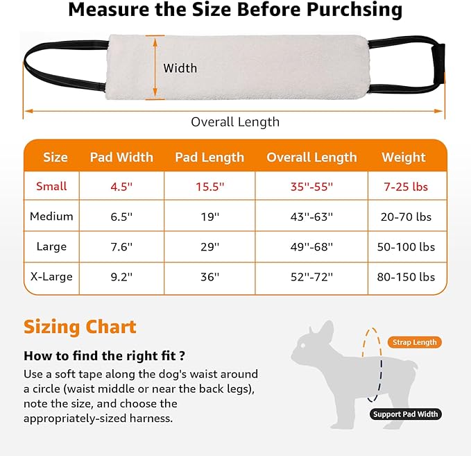 LOOBANI Portable Dog Sling for Back Legs, Hip Support Harness to Help Lift Dogs Rear for Canine Aid and Old K9 Cruciate Ligament Rehabilitation