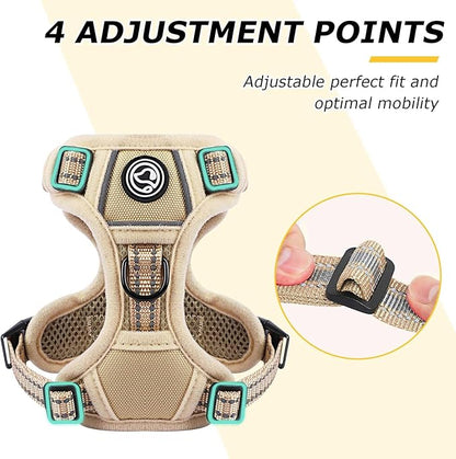 Dog Harness Small Sized Dog, No Pull Pet Harness with 2 Leash Clips, Adjustable Soft Padded Dog Vest Harnesses, Reflective No-Choke Pet Oxford Vest