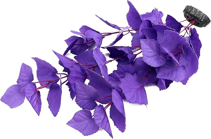 ALEGI Silk Aquarium Plants, 16 Inch Artificial Silk Plants Decorations for Fish Tank,Aquarium Décor Plastic Plants (Purple, 2 Pack)
