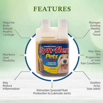 Concentrated Liquid Glucosamine for Dogs & Cats with Chondroitin: 1500mg High Potency, Boswellin, Yucca, Manganese for Mobility Support - USA Made, Beef Flavor