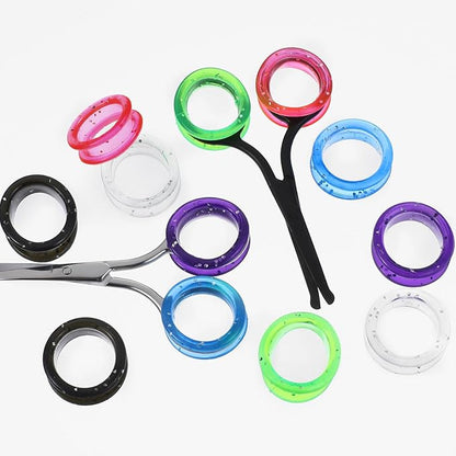 12Pcs Soft Silicone Scissors Finger Ring, Thumb Insert Protection Accessory for Animal Hair Shears, Professional Barbers