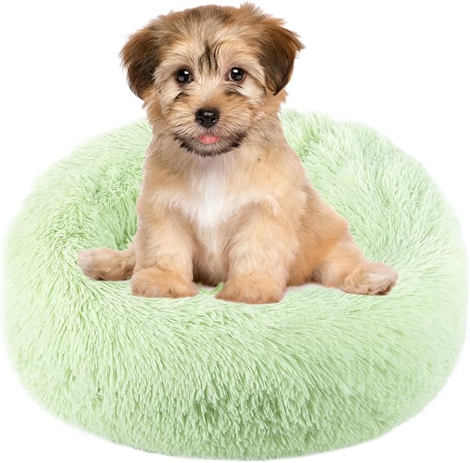 NOYAL Calming Dog Bed Donut Anti Anxiety Fluffy Dog Bed for Small Medium Dog and Cat