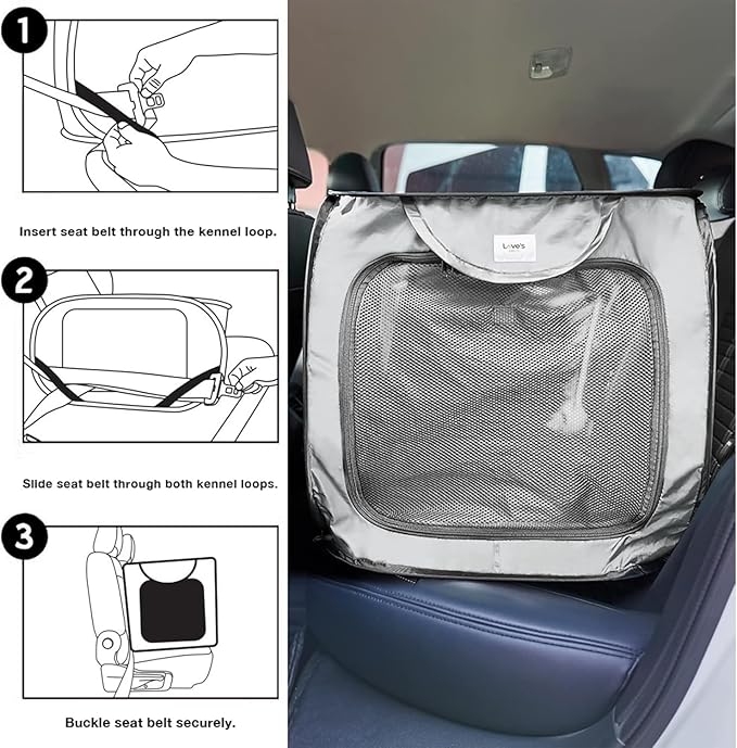 Love's cabin 31.5in Portable Large Dog Bed - Pop Up Dog Kennel, Indoor Outdoor Crate for Pets, Portable Car Seat Kennel, Cat Bed Collection, Grey