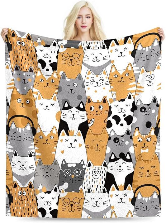 Cat Blanket, Cats Gifts for Girls Women, Cat Gift for Cats Lovers, Birthday Gifts Decor Throw Blanket 50"x60"