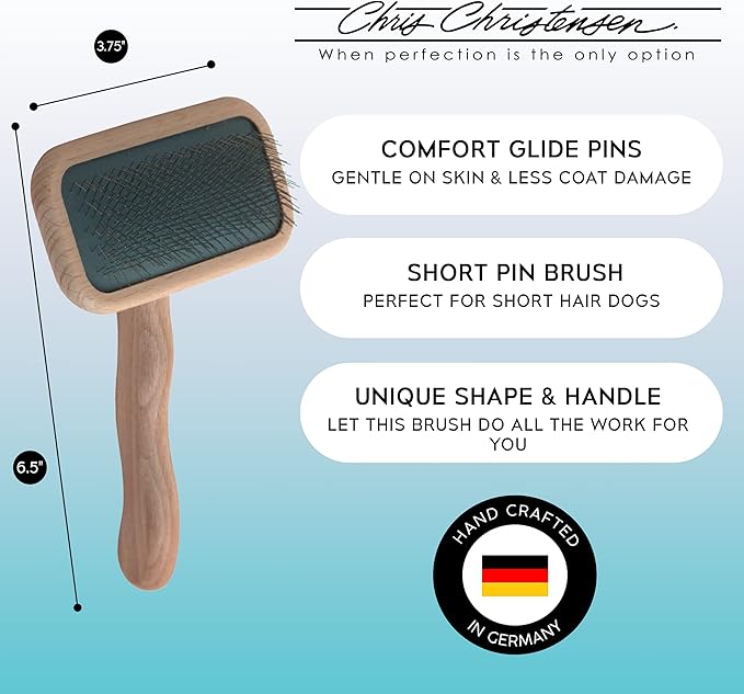Chris Christensen Groomer's Bundle - 6 in. Cat/Carding Dual Tooth Buttercomb, Stainless Steel Pins, Rounded Corners - Mark II Small Slicker Dog Brush, Round Ground Stainless Steel Pins