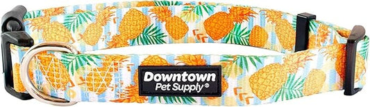 Downtown Pet Supply - Best, Cute & Fancy Dog Collar - Lightweight Adjustable Dog Collar with Quick Buckle & D-Ring - Hand Wash Safe - Pineapple - L - Large Dog Collar