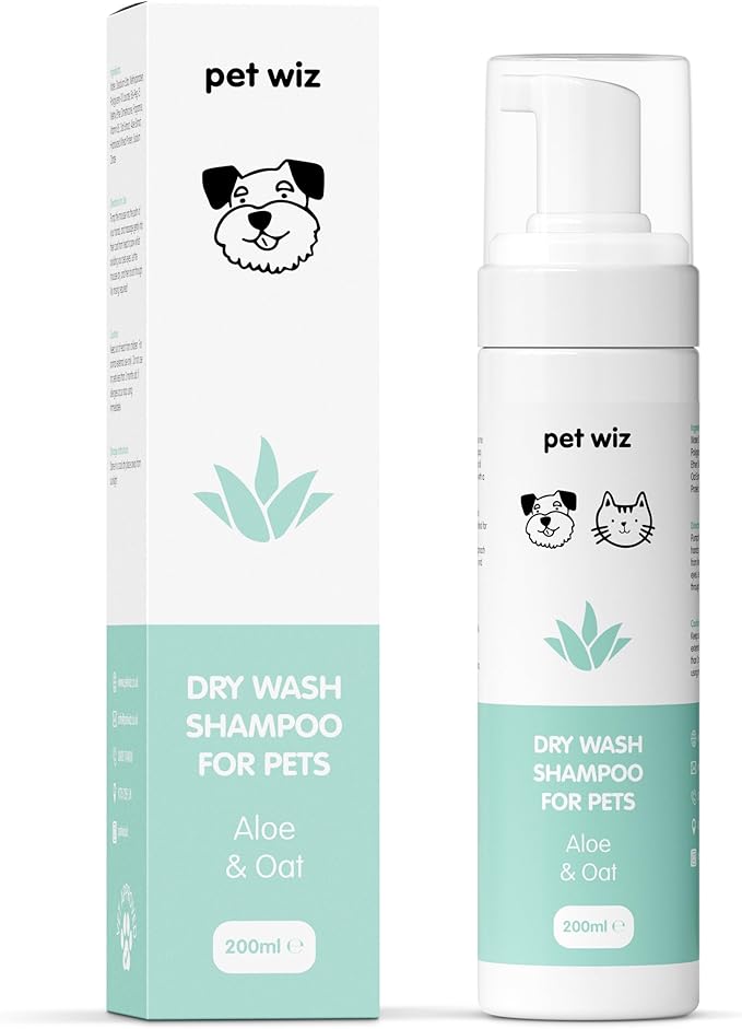 Dry Wash Shampoo for Pets  Soothing & Deodorizing, Natural Ingredients, Quick Drying & No Rinsing Required (Aloe & Oat)