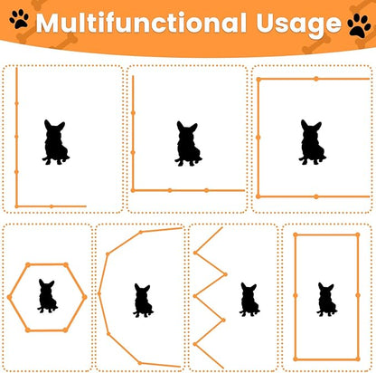 Acrylic Dog Playpen for House 6 Panels 120" W x 24" H Preassemble Foldable Clear Dog Gate Indoor with Handles, Free-Standing Pet Fence for Doorways Dog Pen for Medium Dogs Puppy Cat Rabbit