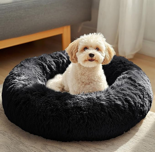 JOLLYVOGUE Dog Beds, Calming Small Dog Bed, Anti-Anxiety Dog Bed for Small Dogs, Fluffy Donut Dog Bed, Cozy Dog Cat Cushion Bed for Small Medium Dogs (24")