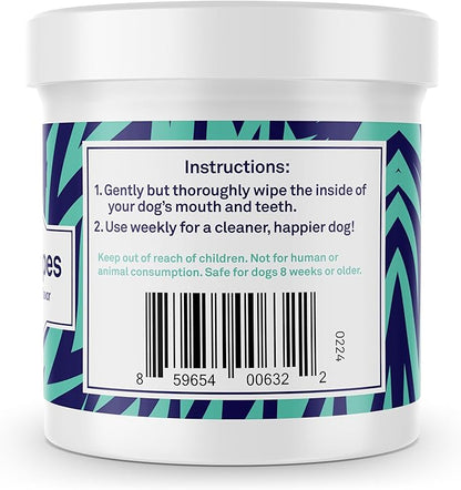 Petpost | Dental Wipes for Dogs - Bad Breath and Tooth Buildup Remover - Presoaked Pads in Natural Tooth Cleaning Solution 100 ct.