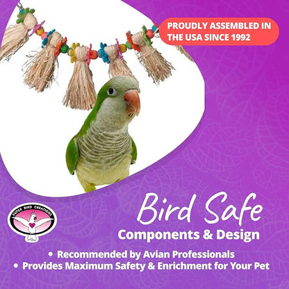 Super Bird Creations SB1094 Hula Skirt Bird Toy - Engaging Natural Bird Play - Ideal for Cockatiels Parakeets Parrots - Durable Enrichment Toy for Birds - Bird Size Small/Medium - 14" x 3" x 1.5"