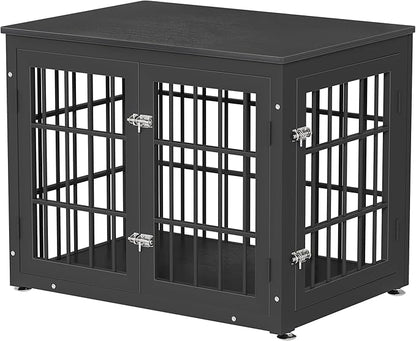 32 Inch Heavy Duty Dog Crate Furniture for Medium and Small Dogs, Decorative Pet House End Table, Wooden Cage Kennel Furniture Indoor, Black