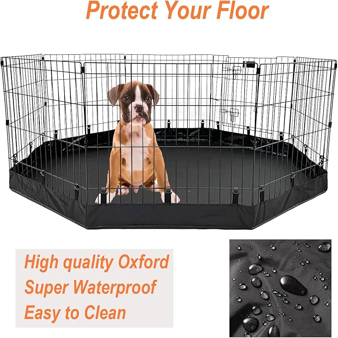 Dog Playpen Bottom Pad Waterproof - Fit All 24" Wide 8 Panels Regular Octagon Metal Exercise Pet Pen,Dog Pen Bottom Cover for Indoor Outdoor(Playpen Not Included)