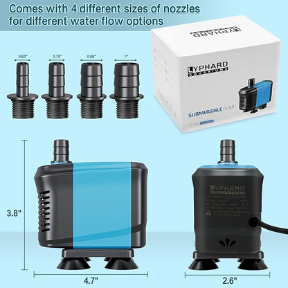LYPHARD AQUARIUMS 40W Submersible Water Pump Flow 550GPH, High Lift 5.5ft, Ultra Quiet Pond Pumps Aquarium Pump for Fish Tank, Hydroponics, Outdoor Fountain
