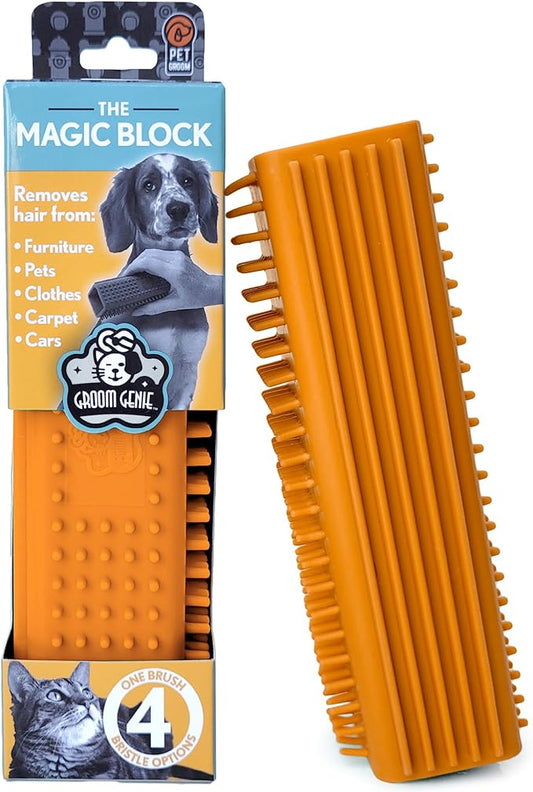 Magic Pet Hair Block Brush (Canyon Orange) | Ultimate Dog & Cat Hair Remover for Sofa, Furniture, Carpet, Bedding, and Clothing | Reusable, Durable, and Easy to Use