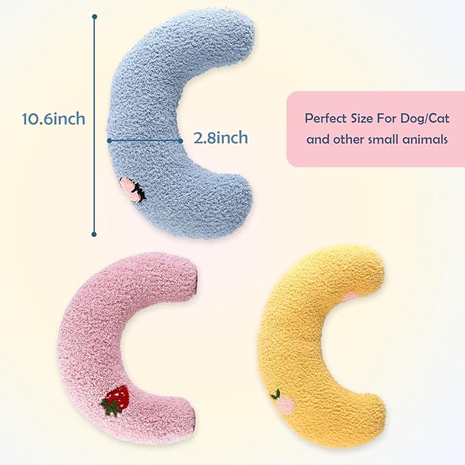 T'CHAQUE Dog Pillow Bed, Cat Calming Pillow, Dog Neck Pillow for Joint Relief Sleeping, Ultra Soft Half Donut Cuddler, Pillow Pet for Upper Spine Support, Doggy/Kitten Pillow Training Toy, 3Pack