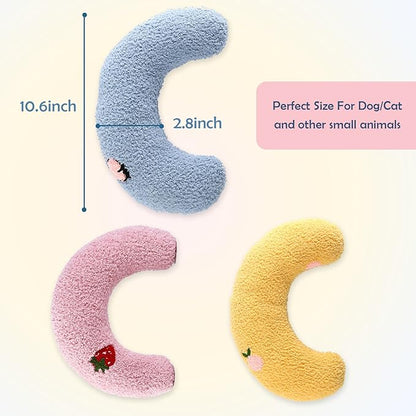 T'CHAQUE Dog Pillow Bed, Cat Calming Pillow, Dog Neck Pillow for Joint Relief Sleeping, Ultra Soft Half Donut Cuddler, Pillow Pet for Upper Spine Support, Doggy/Kitten Pillow Training Toy, 3Pack