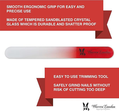 Warren London Glass Dog Nail File for Dogs- Sandblasted Glass Dog Nail Filer for Dogs- Best Dog File for Nails in Dog Claw Care