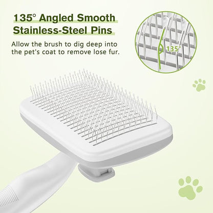 Pecute Self-Cleaning Slicker Brush for Dogs, Cats, Lightweight Dog Brush for Shedding Massaging Grooming, Cat Brush Gently Removes Loose Fur Undercoat for Small Dogs Cats Rabbits of All Hair Types