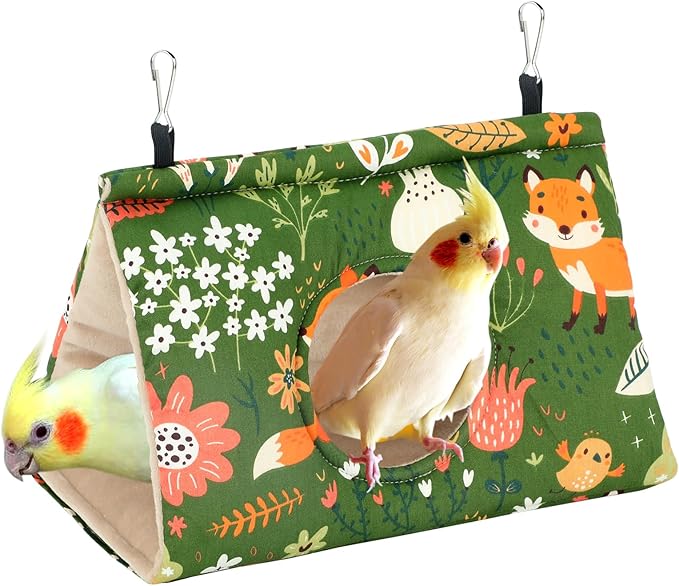 Rypet Winter Warm Bird Nest House - Hanging Hammock Velvet Shed Hut Cage Plush Fluffy Birds Hideaway Sleeping Bed Fuzzy for Parrot Parakeet Cockatiels Budgies Lovebird Mediumï¼_reenï¼