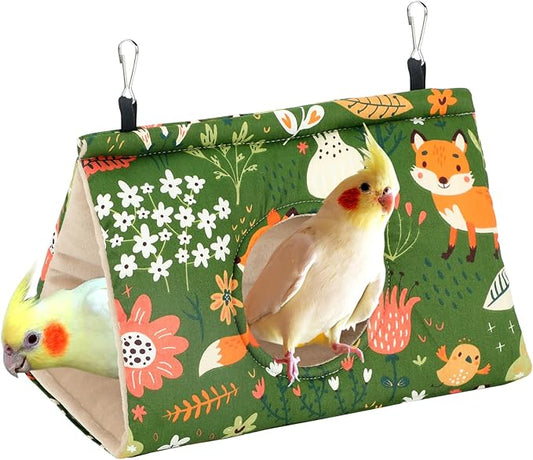 Rypet Winter Warm Bird Nest House - Hanging Hammock Velvet Shed Hut Cage Plush Fluffy Birds Hideaway Sleeping Bed Fuzzy for Parrot Parakeet Cockatiels Budgies Lovebird Mediumï¼_reenï¼