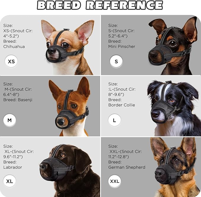 Dog Muzzle,Soft Mesh Muzzle for Small Medium Large Dogs to Prevent Biting,Pets Muzzle for Chihuahua Poodle Husky Labrador Retriever, Breathable Drinkable Adjustable for Chewing Grooming(L)