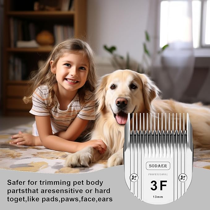 3F Detachable Pet Dog Grooming Clipper Ceramic Blade Compatible with Wahl Bravura .Chromadoï¼_reativaï¼_igura Dog Clippers for Dogs Groomingï¼_ize 3F Cut Length 1/2"(13mm), 2pack