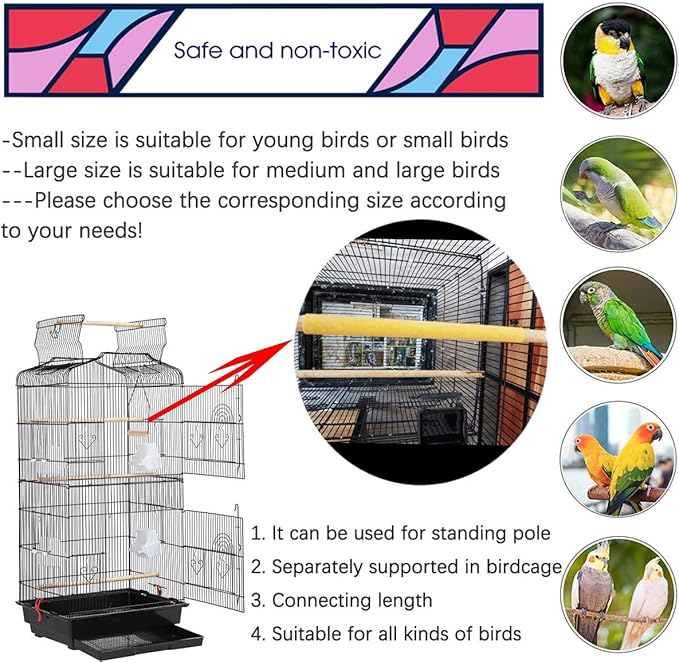 40Pcs Sand Perch Covers for Bird - Bird Perch Covers 7.5" Long x 3/8" Diameter Bird Perches for Parakeets, Lovebirds, Parrotlets, Canaries and Other Small Birds (Yellow, 40pcs 7.5" x 0.43")