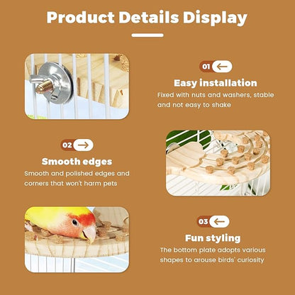 Bird Chew Toy with Screw Mount – Wooden Foraging Toy for Parrots, Cockatiels, Conures, Budgies, Finches, Small to Medium Birds, Secure Cage Attachment, Safe and Durable Design (Cheese)