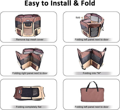 JESPET Pet Dog Playpens 36", 45" & 61" Portable Soft Dog Exercise Pen Kennel with Carry Bag for Puppy Cats Kittens Rabbits, Indoor/Outdoor Use