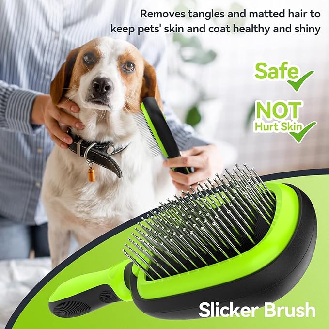 Pet Grooming Brush, Double Sided Detachable Shedding Dog Cat Brush, 5 in 1 Dog Grooming Brush for Shedding Long & Short Haired Dogs, Hair Removing, Bath&Massage, Reduce 95% Shedding Hair