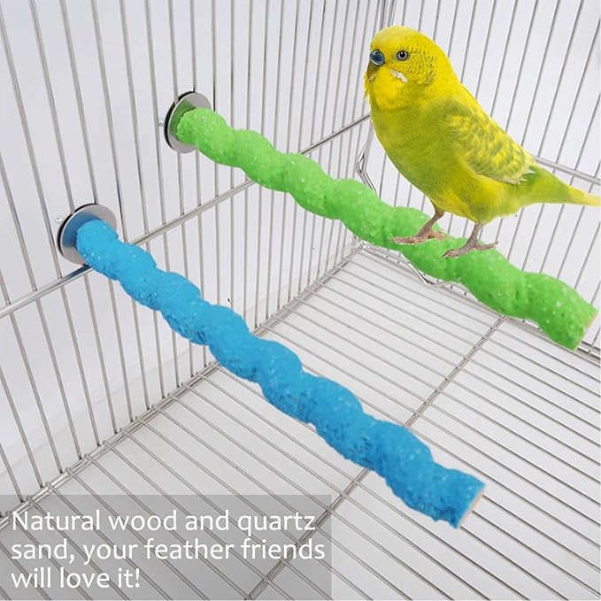 kathson Bird Perch Parrot Stand Cage Accessories Natural Wooden Stick Paw Grinding Rough-surfaced Chew Toy for Cockatiels,Cockatoo,Lorikeet,Conure,Parakeet 10 Pack (Random Color,6.29inch)