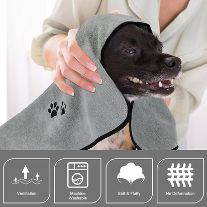 2Pieces Microfiber Pet Bath Towel Dog Towel.Dog Towel Soft Absorbent Drying for Small Medium Large Dogs and Cats with Great for Bathing and Grooming (35 x 20 Inch Grey)