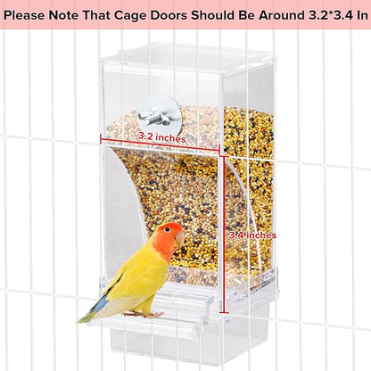 No Mess Bird Feeder Water Dispenser Set, Parakeet Cage Accessories, Bird Feeder and Waterers in Cage for Cockatiels, Finches, Lovebirds, Budgies, Canaries