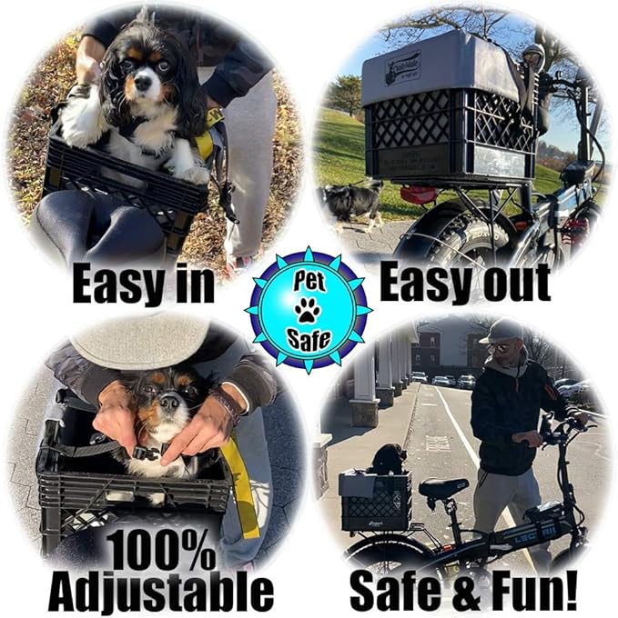 DIY Crate Conversion/Bike Dog Carrier Package (Crate NOT Included) Padded Liner is 2 Sizes in One + 4 Point Safety Harness & Crate Fasteners Holds Pets 20lb+ for Safe Pet Bicycle Travel