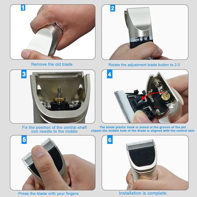 2 Pack Replacement Blade Compatible with oneisall Low Noise Dog Clippers, Made of Ceramic Blade & Stainless Steel Blade