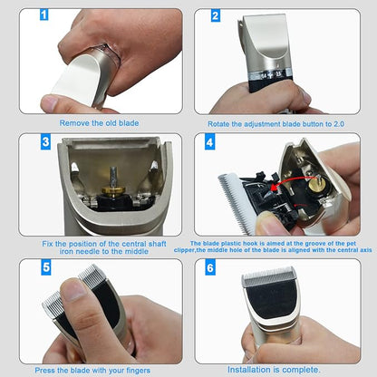 2 Pack Replacement Blade Compatible with oneisall Low Noise Dog Clippers, Made of Ceramic Blade & Stainless Steel Blade