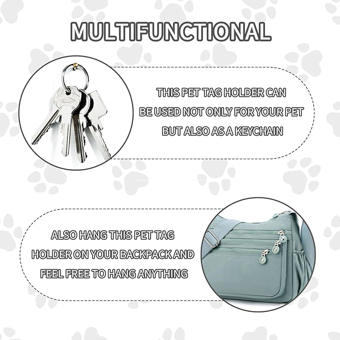 Dog Tag Clip for Collar 2 Pcs,Dog Tag Holder for Pet Collar, Secure Dog Tag Ring, Micro Carabiner, Pet Tag Clip - Stainless Steel, Dog Tag Holder Silvery
