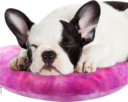 Dog Pillow, U-Shaped Dog Calming Pillow for Pet, Soft Dog Neck Pillow Machine Washable Dog Bed Pillow for Dog and Cat Enhance Sleep Quality(Tie-dye Rose Purple, Medium)