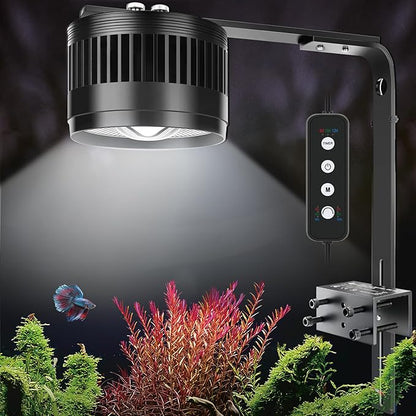AQQA Aquarium Clip-On Stream Light with Controller, LED Fish Tank Light with 3 Modes (White/RGB/Full Spectrum), Timer & 6 Brightness Levels, Adjustable Clamp for Freshwater Plants Fish Tanks 80W