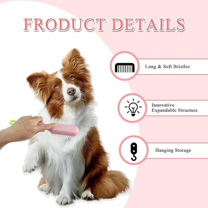3 Pcs Puppy Brush for Small Dogs, Scalable Grooming Brush,Suitable for Small Dogs Cats Rabbits of All Hair Types (Pink)