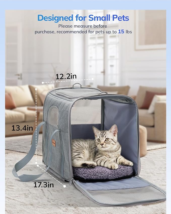 Morpilot Dog Carrier with Wheels Pet Carrier Airline Approved, Cat Carrier with Wheels Large for 2 Cats, Rolling Puppy Stroller Detachable and Foldable Pet Travel Bag Gray