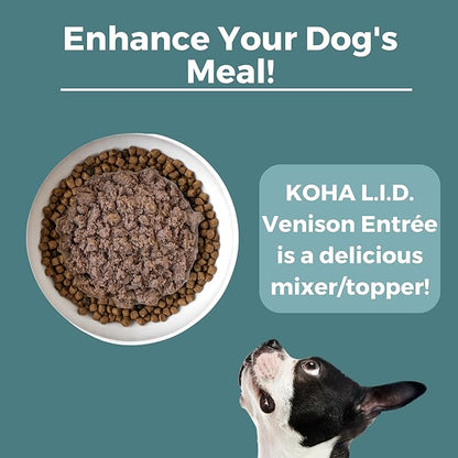 KOHA Limited Ingredient Diet Venison Entrée for Dogs - Dog Food Toppers for Picky Eaters - Grain Free Wet Dog Food with No Fillers - Sesnsitive Stomach Venison - 13 oz Pack of 12