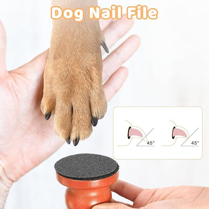 Dog Nail File Board with 3pcs Replaceable Sandpaper, Wooden Dog Nail Scratch Board Pad, Puppy Stress-Free Training Claw Care Emery Pad Treat Box Trimmers Accessories(Orange)