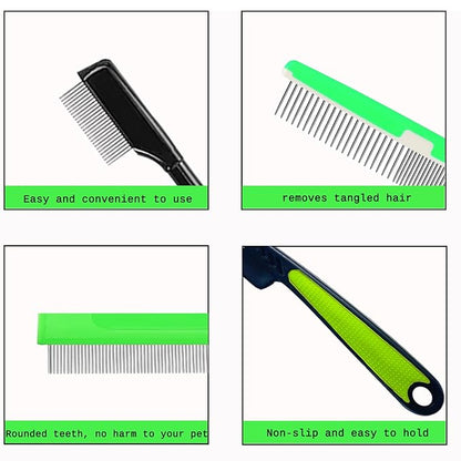 5 Pieces Pet Grooming Comb, Pet Hair Comb Rubber Handle Dog Hair Comb, Dog Eye Combs Pet Grooming Comb Flea Comb for Dog/Cat/Small Pets Removing Eye Mucus, Removes Knots, Mats and Tangles