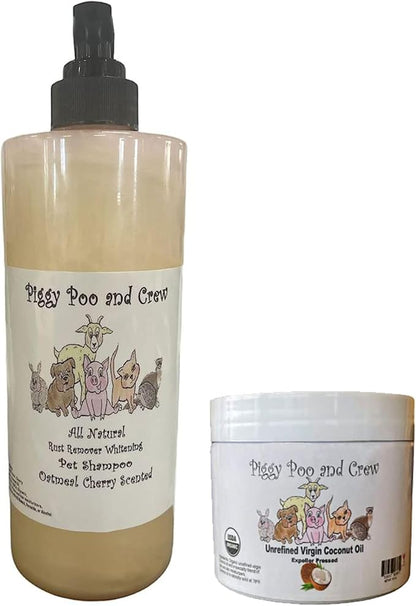 All Natural Rust Remover Whitening Shampoo & Organic Cherry Scented Coconut Oil for Pigs Dogs Small Animals