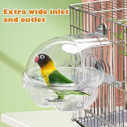 kathson Bird Bath Box for Cage Parakeet Bath Tub Parrot Hanging Bathtub Cube No-Leakage Birds Bath Shower Box Bowl Cage Accessory for Small Birds Lovebird Canary Cockatiel, Acrylic Clear(Transparent)
